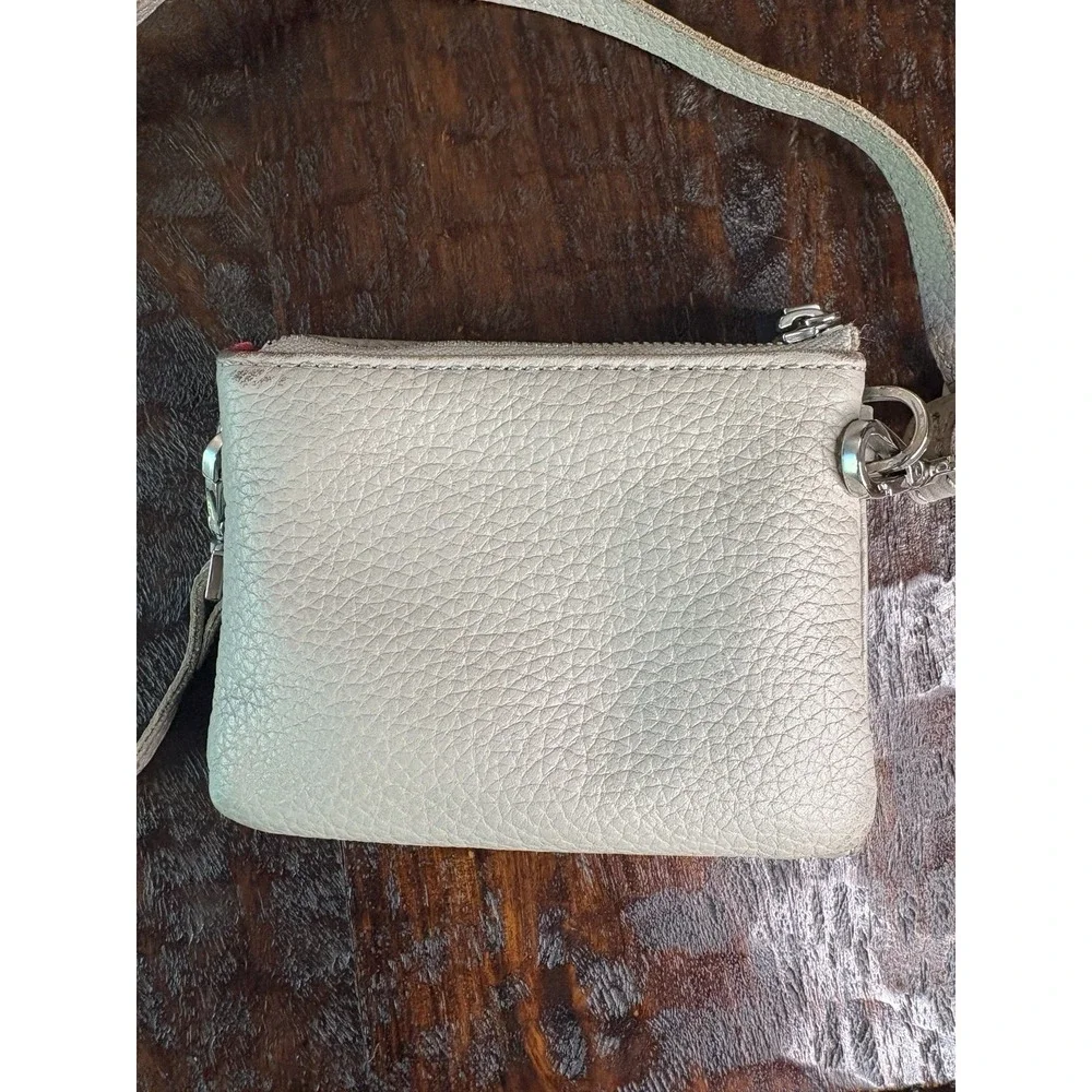 Hammitt Crossbody Wallet Mini Purse Pebbled Leather Red Lining Silver Hardware